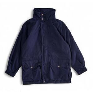 Vintage Lands End Navy Blue Men’s Full Zip Parka Coat Quilted Lining Size M
